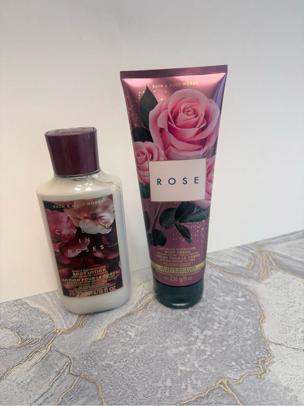Bath & Body Works Rose Body Cream & Lotion Duo - Pink and Purple